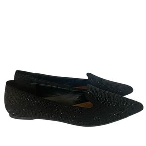 Sugar Black Studded Pointed Flats Size 6